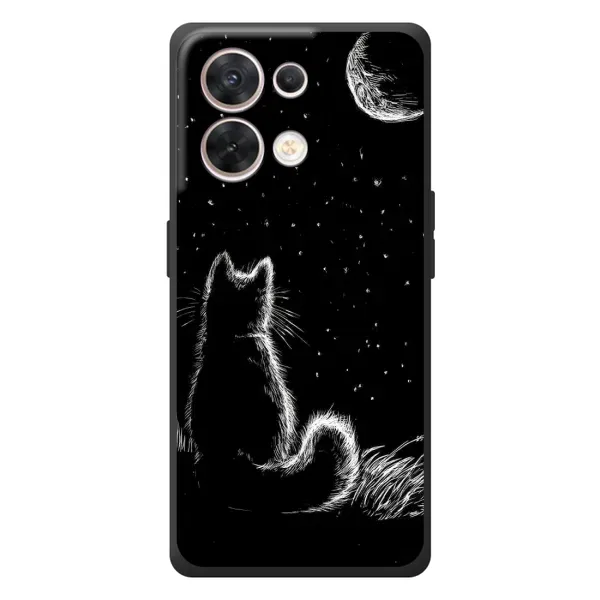 Чехол с принтом «Котик и луна» для OPPO Reno 8 5G