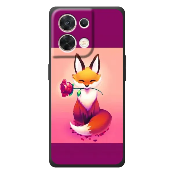 Чохол з принтом «Лиса з трояндою» для OPPO Reno 8 5G
