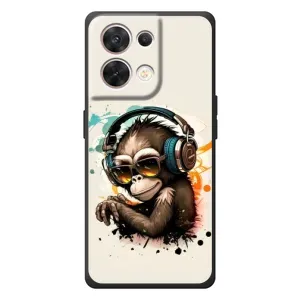 Чохол з Мавпами OPPO Reno 8 5G - (AlphaPrint) (Макака в навушниках)