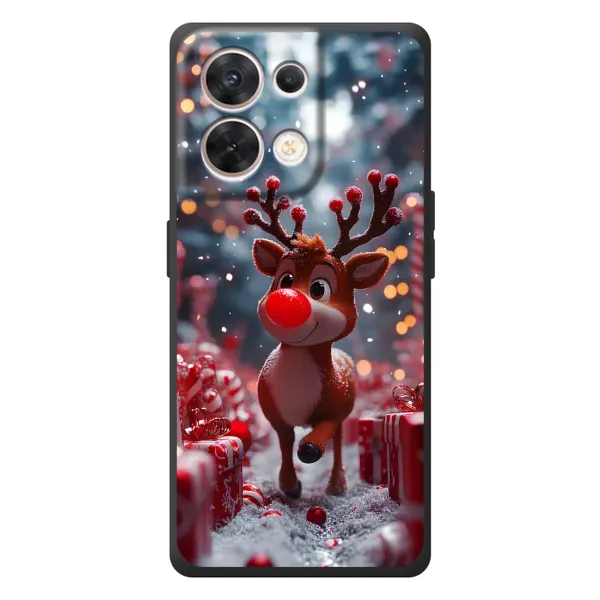 Чехол с принтом «Олень среди подарков» для OPPO Reno 8 5G Чехол с принтом «Олень среди подарков» для OPPO Reno 8 5G