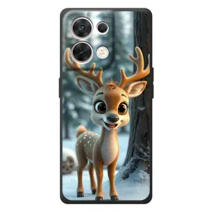 Яскравий чохол для OPPO Reno 8 5G з Зимові Оленята (Оленятко в лісі)