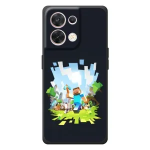 Чехол Майнкрафт на OPPO Reno 8 5G (AlphaPrint) Minecraft (персонажи Minecraft)