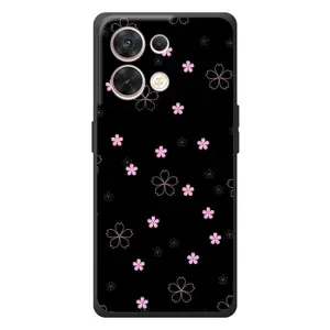 Чохол з розовим принтом для OPPO Reno 8 5G (Рожеві квіти на чорному)