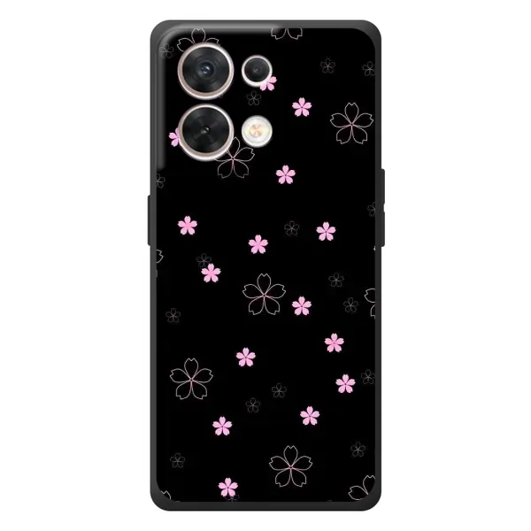 Чохол з принтом «Рожеві квіти на чорному» для OPPO Reno 8 5G Чохол з принтом «Рожеві квіти на чорному» для OPPO Reno 8 5G