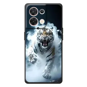 Чохол з картинкою 'Хижаки' для OPPO Reno 8 5G (Білий тигр у диму)