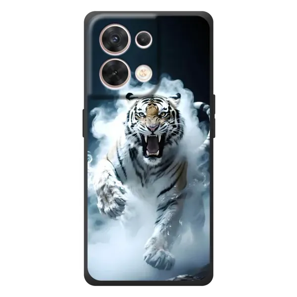 Чохол з принтом «Білий тигр у диму» для OPPO Reno 8 5G