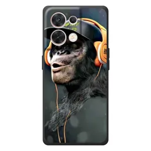 Чохол з Мавпами OPPO Reno 8 5G - (AlphaPrint) (В навушниках)