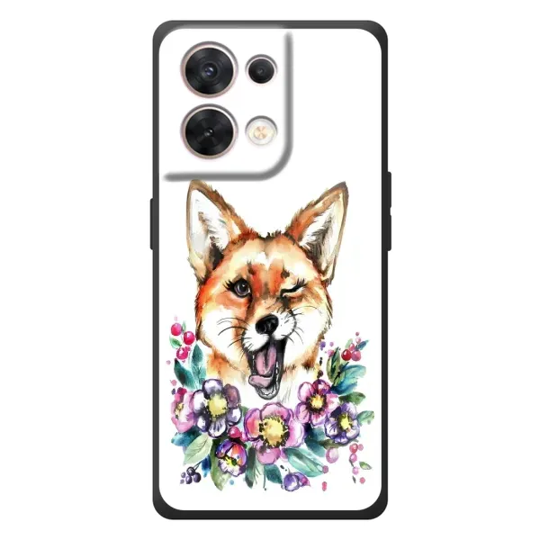 Чохол з принтом «Весела лисичка» для OPPO Reno 8 5G