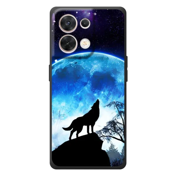 Чехол с принтом «Волк на луну» для OPPO Reno 8 5G