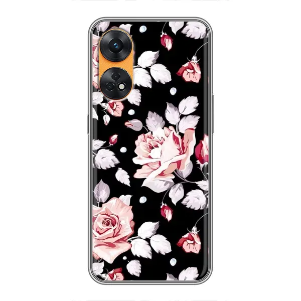 Чохол з принтом «Квіти на чорному» для OPPO Reno 8T