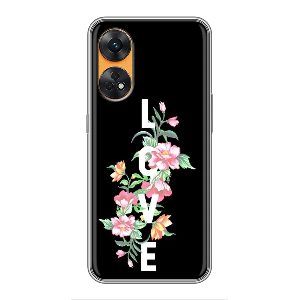 Чохол з принтом «Квіти LOVE» для OPPO Reno 8T Чохол з принтом «Квіти LOVE» для OPPO Reno 8T