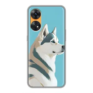 Чехол с Хаски для Oppo Reno 8T - (AlphaPrint) (Хаски арт)