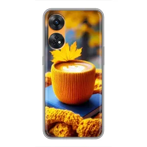 Чехол с уникальным дизайном «Осень с кофе» для Oppo Reno 8T (Кофе на желтом пледе)