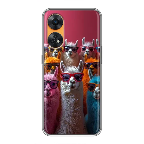 Чехол с принтом «Ламы в очках» для OPPO Reno 8T