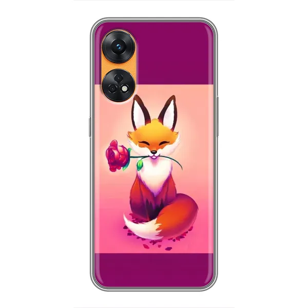 Чехол с принтом «Лисичка с розочкой» для OPPO Reno 8T