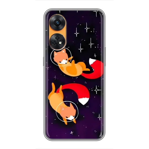 Чехол с принтом «Лисички космонавты» для OPPO Reno 8T