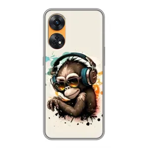 Чохол з Мавпами Oppo Reno 8T - (AlphaPrint) (Макака в навушниках)