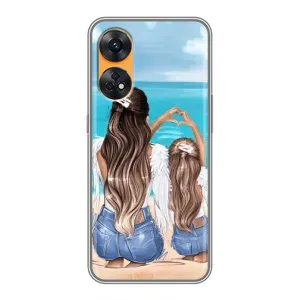 Чехол с печатью для Oppo Reno 8T - (Мама с ребенком) (AlphaPrint) (Мама с доченькой)