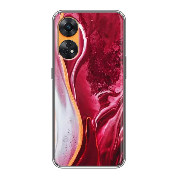 Чехол с принтом «Мрамор красный» для OPPO Reno 8T