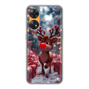 Яркий чехол для OPPO Reno 8T с Зимними Оленятами (Олень среди подарков)