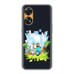 Чехол Майнкрафт на Oppo Reno 8T (AlphaPrint) Minecraft (персонажи Minecraft)