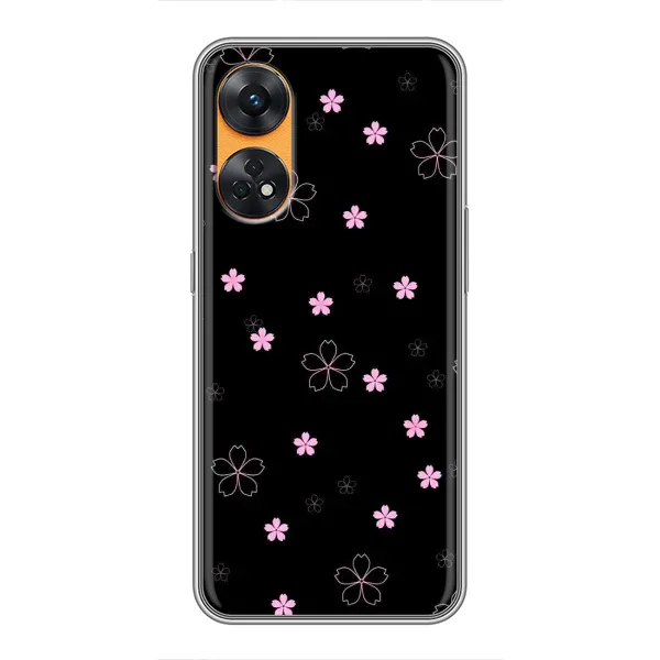 Чехол с принтом «Розовые цветы на черном» для OPPO Reno 8T Чехол с принтом «Розовые цветы на черном» для OPPO Reno 8T