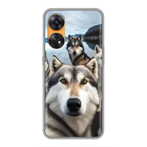 Чехол с Хаски для Oppo Reno 8T - (AlphaPrint) (Селфи ХАски)