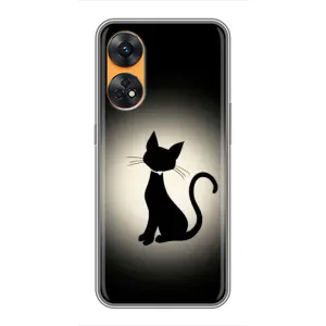 Чехол с принтом для Oppo Reno 8T (AlphaPrint) Модные коты (Силуэт котика)