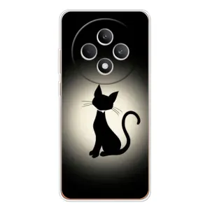 Чехол с принтом для OPPO Reno12 F (AlphaPrint) Модные коты (Силуэт котика)