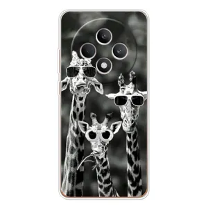 Силиконовый чехол с КАРТИНКАМИ лето для OPPO Reno12 F (AlphaPrint) (Жирафы в очках)