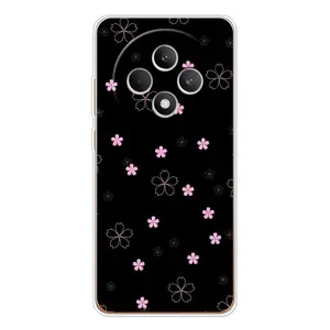 Чохол з розовим принтом для OPPO Reno12 FS (Рожеві квіти на чорному)