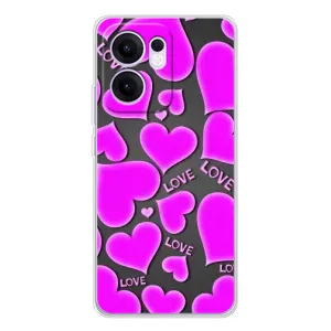 Чохол з принтом «Pink hearts» для OPPO Reno13 F