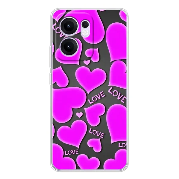 Чохол з принтом «Pink hearts» для OPPO Reno13 F