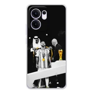 Чехлы для OPPO Reno13 FS 5G (Leo чемпион) (AlphaPrint) (Месси в накидке)