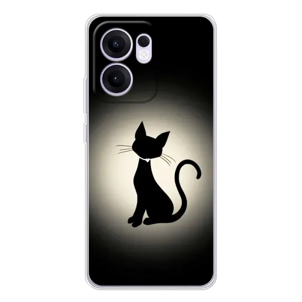Чохол з принтом «Силует котика» для OPPO Reno 13 FS 5G
