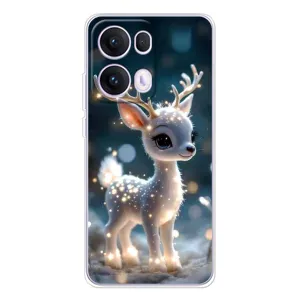 Яркий чехол для OPPO Reno13 Pro с Зимними Оленятами (Блестящий олененок)