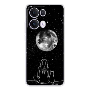 Чехол с рисунком кот на OPPO Reno13 Pro (Девушка с котом)