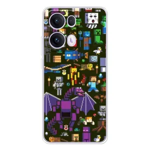 Чехол Майнкрафт на OPPO Reno13 Pro (AlphaPrint) Minecraft (Коллаж Майнкрафт)
