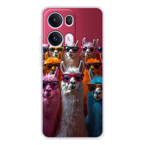 Чехол с принтом «Ламы в очках» для OPPO Reno13 Pro