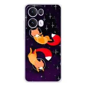 Чехлы с картинкой Лисички для OPPO Reno13 Pro (VPrint) (Лисички космонавты)