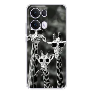 Силиконовый чехол с КАРТИНКАМИ лето для OPPO Reno13 Pro (AlphaPrint) (Жирафы в очках)