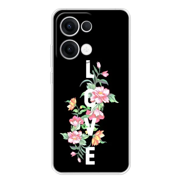 Чехол с принтом «Цветы LOVE» для OPPO Reno13