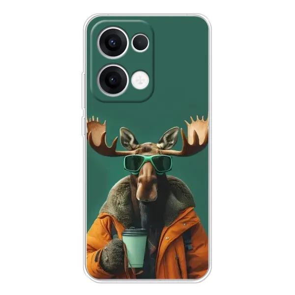 Чехол с принтом «Лось с кофе» для OPPO Reno13