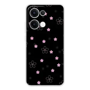 Чохол з розовим принтом для OPPO Reno13 (Рожеві квіти на чорному)