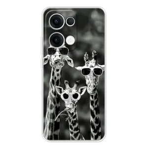Силіконовий чохол з КАРТИНКАМИ літо для OPPO Reno13 (AlphaPrint) (Жирафи в окулярах)