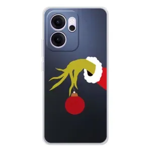 Зимние Чехлы для Рено14 Ф - прозрачный фон (Гринч с игрушкой)