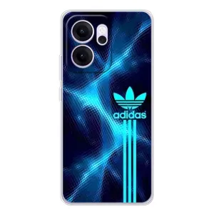 Чехлы Адидас для OPPO Reno14 F (AlphaPrint) (Синий Адидас)