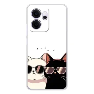 Чехол с рисунком кот на OPPO Reno 14 FS (Коты в очках)