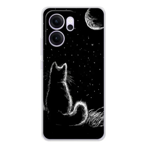 Чехол с принтом «Котик и луна» для OPPO Reno14 FS Чехол с принтом «Котик и луна» для OPPO Reno14 FS