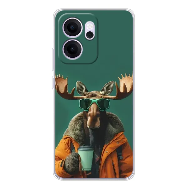 Чехол с принтом «Лось с кофе» для OPPO Reno14 FS